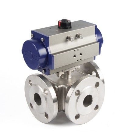 Pneumatic 3-Way Flange Ball Valves